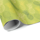 Ananas-Kontur-Muster auf Grün Geschenkpapier (Rolleneckpunkt)