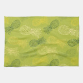 Ananas-Kontur-Muster auf Grün Handtuch (Horizontal)