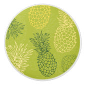 Ananas-Kontur-Muster auf Grün Keramikknauf (Vorderseite)