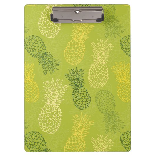 Ananas-Kontur-Muster auf Grün Klemmbrett (Vorderseite)