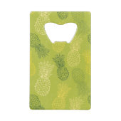 Ananas-Kontur-Muster auf Grün Kreditkarten Flaschenöffner (Rückseite)