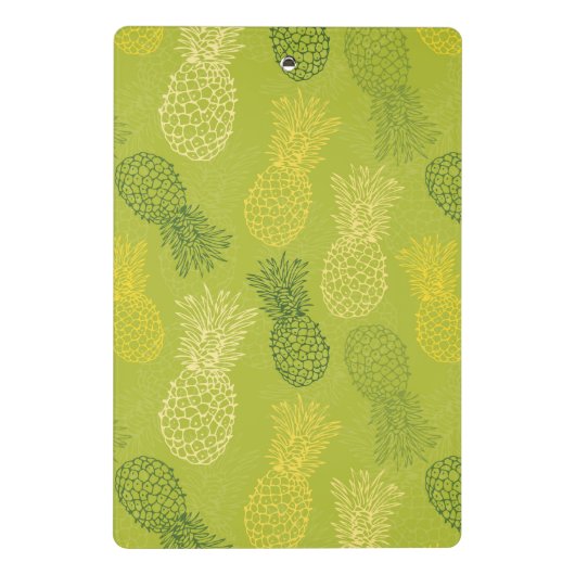 Ananas-Kontur-Muster auf Grün Mini Klemmbrett (Rückseite)