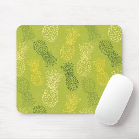 Ananas-Kontur-Muster auf Grün Mousepad (Mit Mouse)