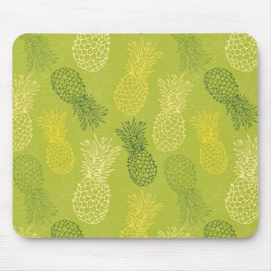 Ananas-Kontur-Muster auf Grün Mousepad (Vorne)