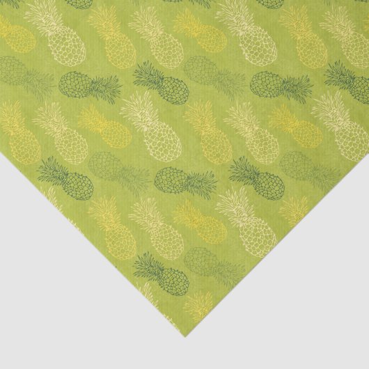 Ananas-Kontur-Muster auf Grün Seidenpapier (Ausschnitt)