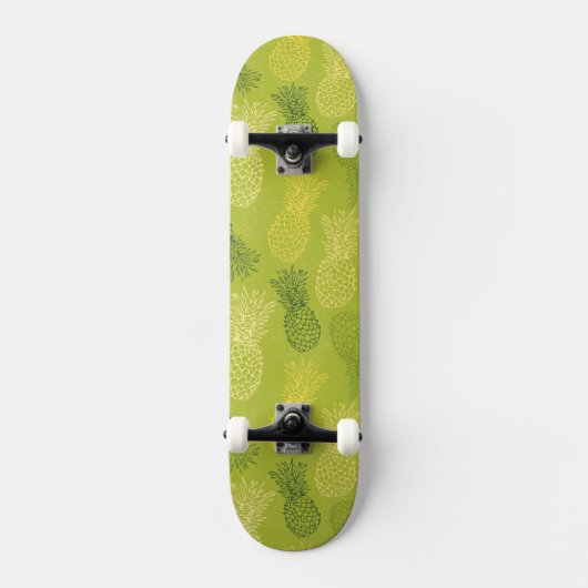 Ananas-Kontur-Muster auf Grün Skateboard (Vorderseite)