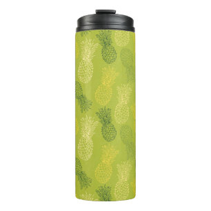 Ananas-Kontur-Muster auf Grün Thermosbecher