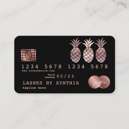 Ananas-Kreditkartenstyled Dripping Gold Visitenkarte (Vorderseite)