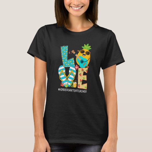 Ananas Liebe Kindergarten Lehrer Hallo Sommer V T-Shirt (Vorderseite)