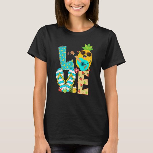 Ananas Liebe Mittagessen Lady Hallo Sommerwochen T-Shirt (Vorderseite)