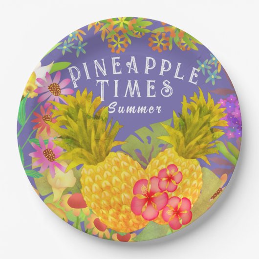 Ananas Lila Pappteller (Vorderseite)