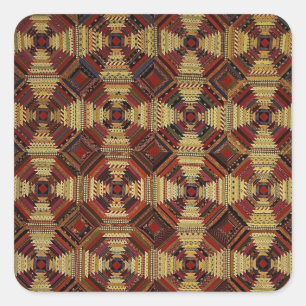 Ananas-Log-Cabin-Patchwork-Design Quadratischer Aufkleber