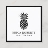 Ananas-Logo Minimalistisch Eleganter Schwarzer Rah Quadratische Visitenkarte (Vorderseite)