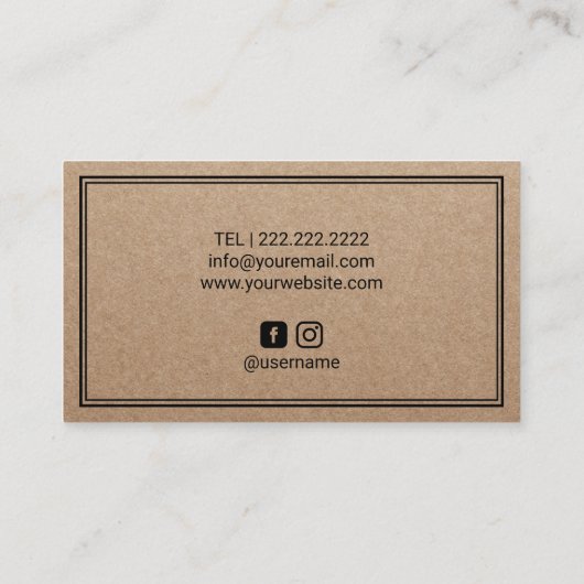 Ananas-Logo Minimalistisch Rustikale Kraft Visitenkarte (Rückseite)