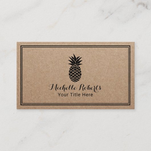 Ananas-Logo Minimalistisch Rustikale Kraft Visitenkarte (Vorderseite)