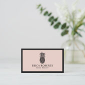 Ananas-Logo Rosa Minimalistischer Schwarzer Rahmen Visitenkarte (Stehend Vorderseite)