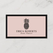 Ananas-Logo Rosa Minimalistischer Schwarzer Rahmen Visitenkarte (Vorderseite)