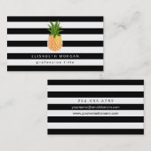 Ananas Logo Schwarz-weiß Streifen Elegantes Ausseh Visitenkarte (Vorne/Hinten)