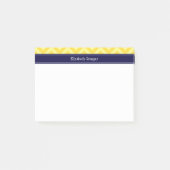 Ananas Lt Yellow LG Zickzack Navy Name Monogram Post-it Klebezettel (Vorderseite)