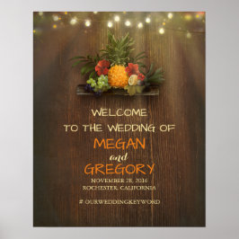 Ananas Luau Beach Lights Hochzeit Begrüßungszeiche Poster