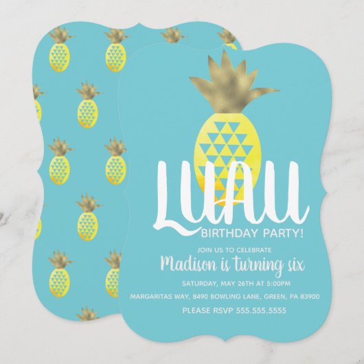 Ananas Luau Geburtstagsparty jeden Alters Einladung (Vorne/Hinten)