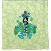 Ananas Luau Hawaiian Hula Girl Duschvorhang (Vorderseite)