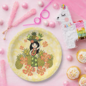 Ananas Luau Hawaiian Hula Girl Pappteller (Party)