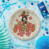 Ananas Luau Hawaiian Hula Girl Pappteller (Party)