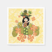 Ananas Luau Hawaiian Hula Girl Serviette (Vorderseite)