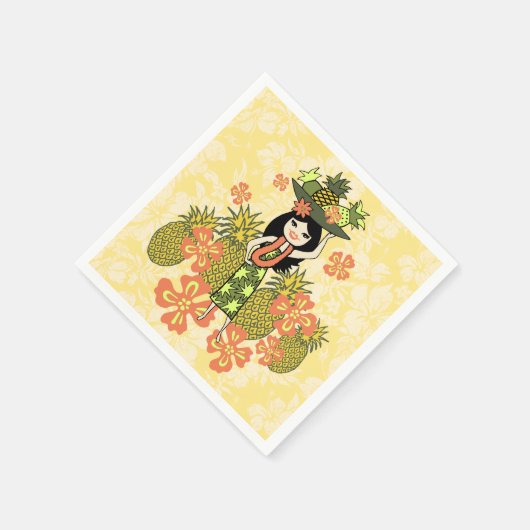 Ananas Luau Hawaiian Hula Girl Serviette (Ecke)