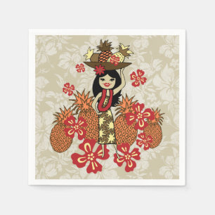 Ananas Luau Hawaiian Hula Girl Serviette