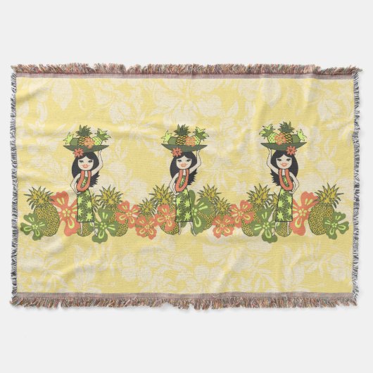 Ananas Luau Hawaiian Hula Girl Throw Blankets Decke (Vorderseite)