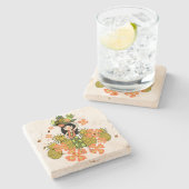 Ananas Luau Hawaiian Hula Girl Tiki Bar Untersetze Steinuntersetzer (Seitenansicht)