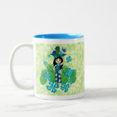 Ananas Luau Hawaiian Hula Girl Zweifarbige Tasse (Links)