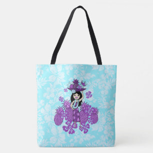 Ananas Luau Hawaiian Hula Mädchen Florale Strandta Tasche