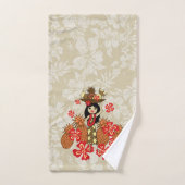 Ananas Luau hawaiische Hula Mädchen-Koordinate TAN Badhandtuch Set (Handtuch)