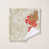 Ananas Luau hawaiische Hula Mädchen-Koordinate TAN Badhandtuch Set (Waschlappen)