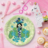 Ananas Luau hawaiisches Hula Mädchen Pappteller (Party)