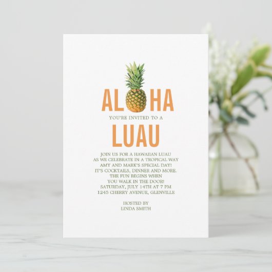 Ananas-Luau-Party Einladung (Stehend Vorderseite)