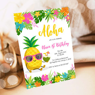 Ananas Mädchen Geburtstag Aloha Hawaii Sommer Einladung