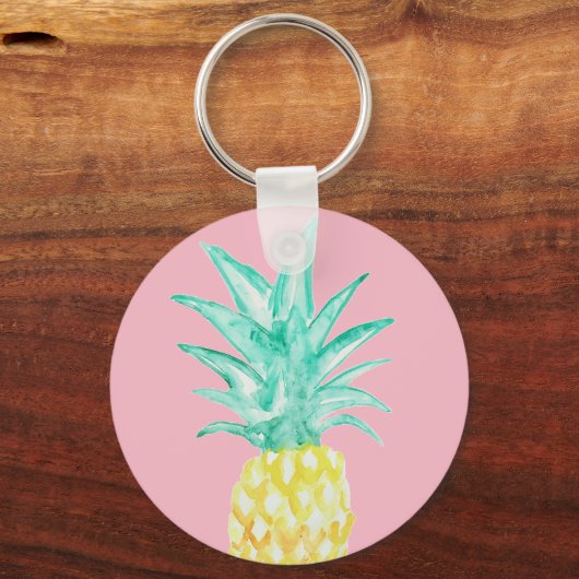 Ananas Malerei Rosa Schlüsselanhänger (Vorderseite)