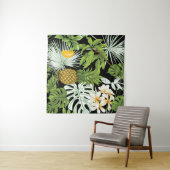 Ananas Mango: Schwarze Vintage Illustration. Wandteppich (Beispiel (Horizontal))