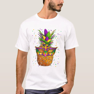 Ananas Mardi Gras Carnival Jester Mask Funny Fe T-Shirt