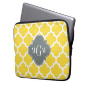 Ananas, Marokkaner #5 Charcoal 3 Initial Monogram Laptopschutzhülle (Vorderseite Links)