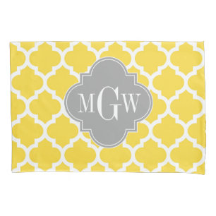 Ananas, Marokkanisch #5 Dk Gray 3 Initial Monogram Kissenbezug