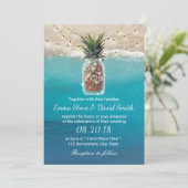 Ananas Mason Jar String Lights Beach Wedding Einladung (Stehend Vorderseite)