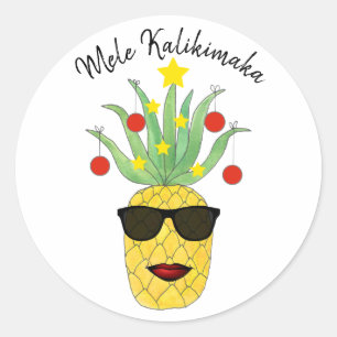 Ananas Mele Kalikimaka Runder Aufkleber