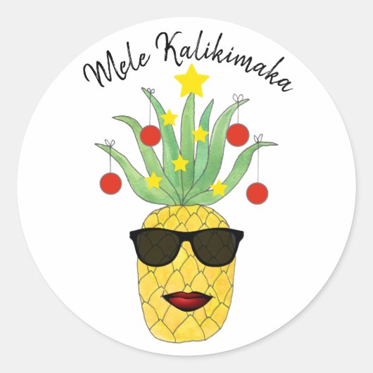 Ananas Mele Kalikimaka Runder Aufkleber (Vorderseite)