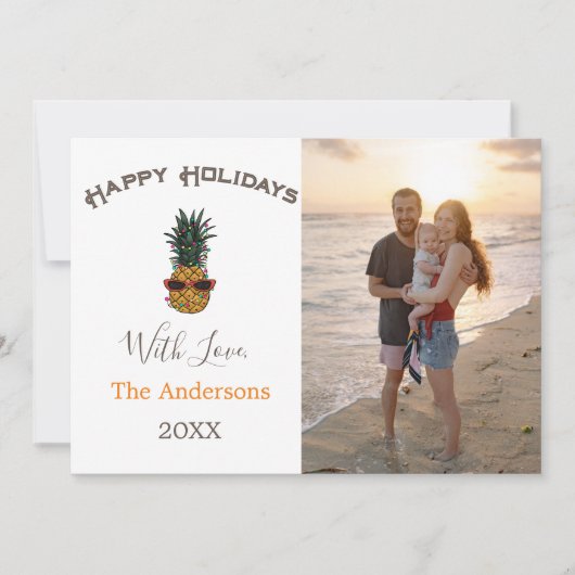 Ananas Merry Christmas Beach Foto Feiertagskarte (Vorderseite)