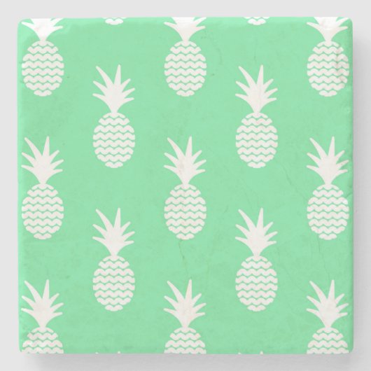 Ananas-Minzmuster 2 Steinuntersetzer (Vorderseite)